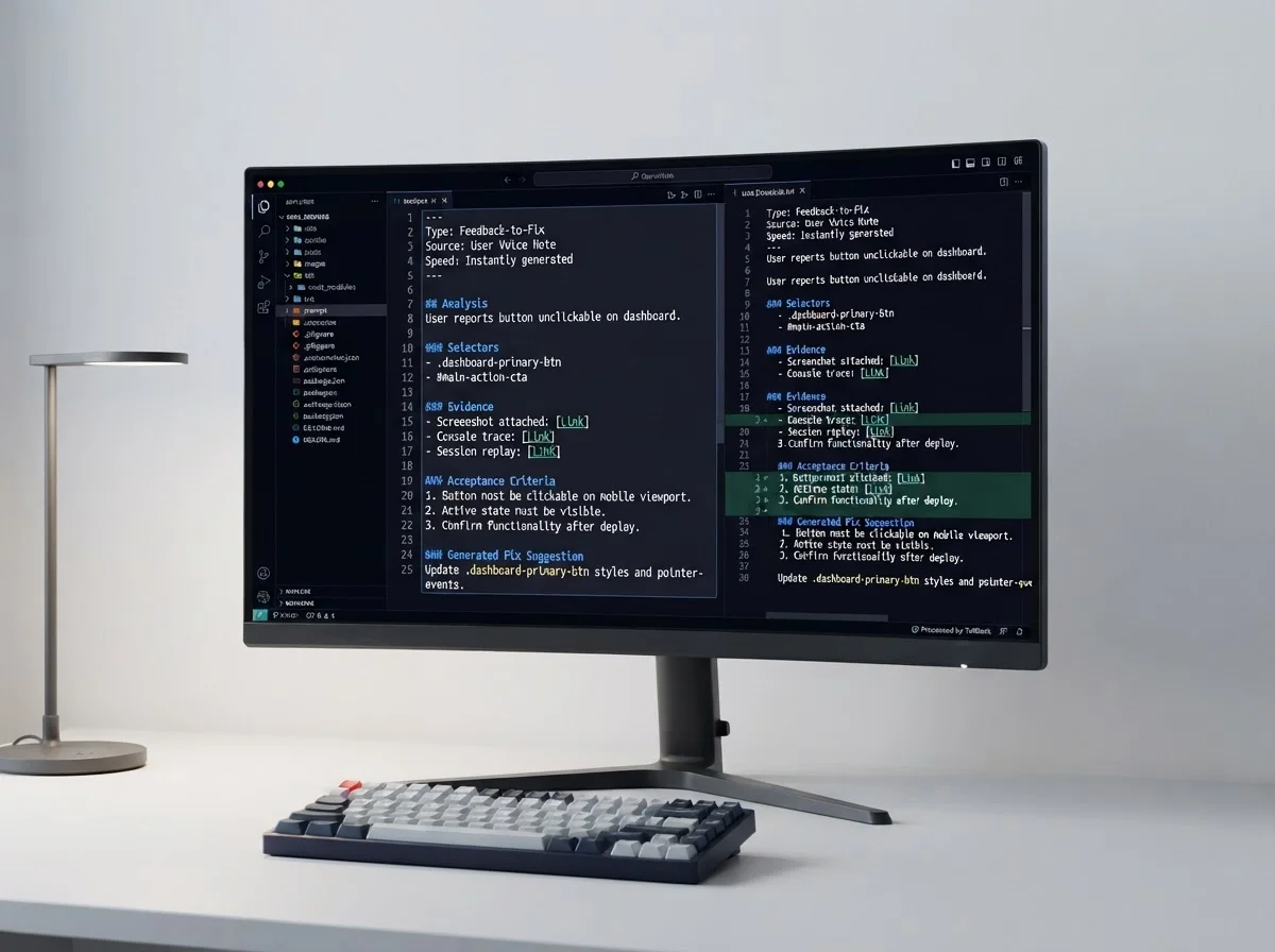 Developer using a TellBack AI prompt in a coding agent environment.